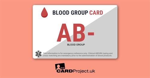 AB Negative Blood Group Card – Non-Personalised